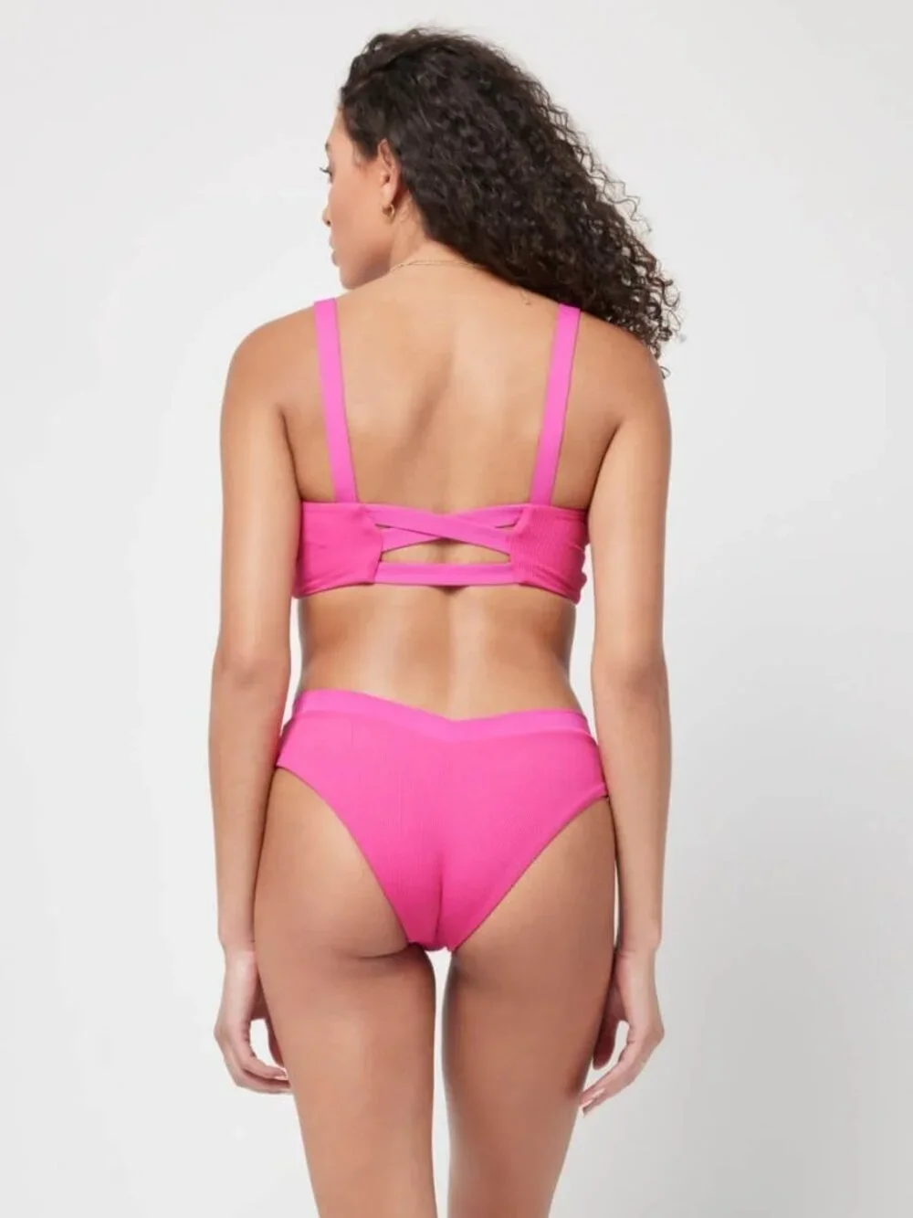 L*Space Ribbed Vera Bikini Top in Bougainvillea New Womens Swimsuit